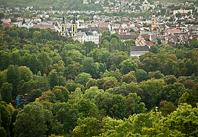 Blick von der Klinik aus über die Stadt Bad Mergentheim.